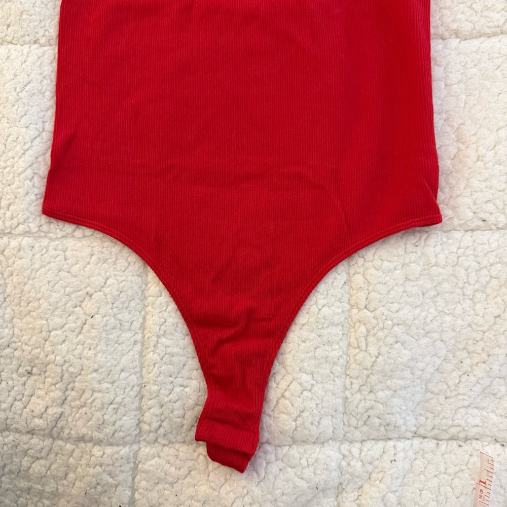 SWS Red Ribbed High-Waist Bodysuit - Picture 3 of 8